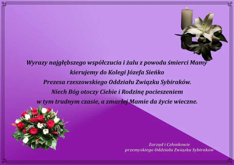 Kondolencje Józef Sieńko